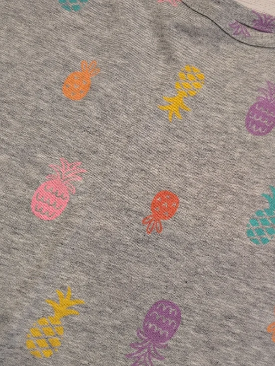 Cat & Jack Gray Tank Top with Multicolor Pineapple Print and Ruffle Hem - Picture 4 of 5